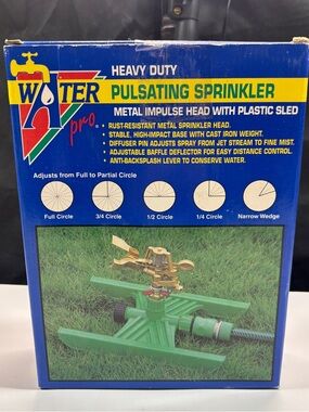 Vtg Water Pro Heavy Duty Pulsating Sprinkler Metal Head Plastic Sled Taiwan Lawn